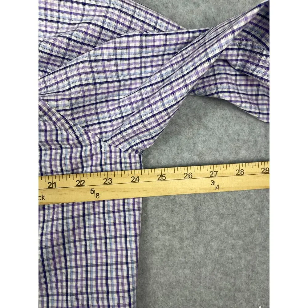 Banana Republic Shirt Mens L Plaid Purple Blue Long Sleeve Button Up Classiccore